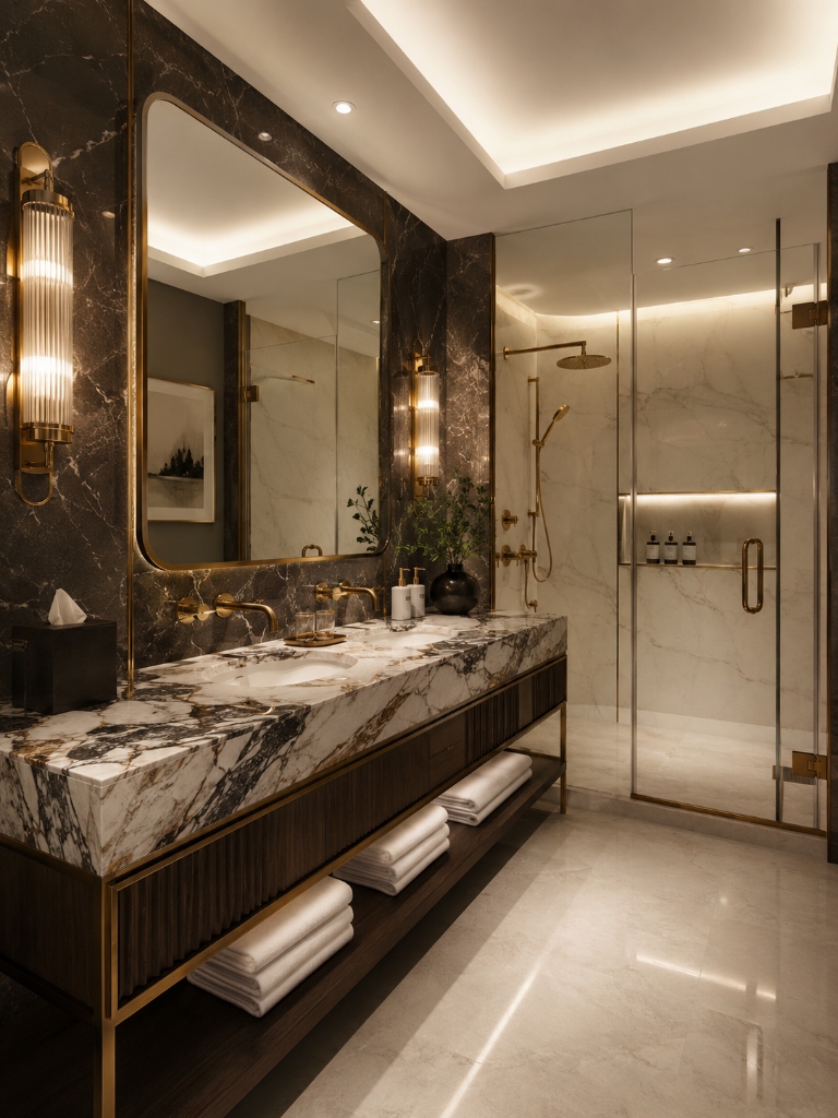 Luxury Marble - Double Vanity & Bookmatched Stone