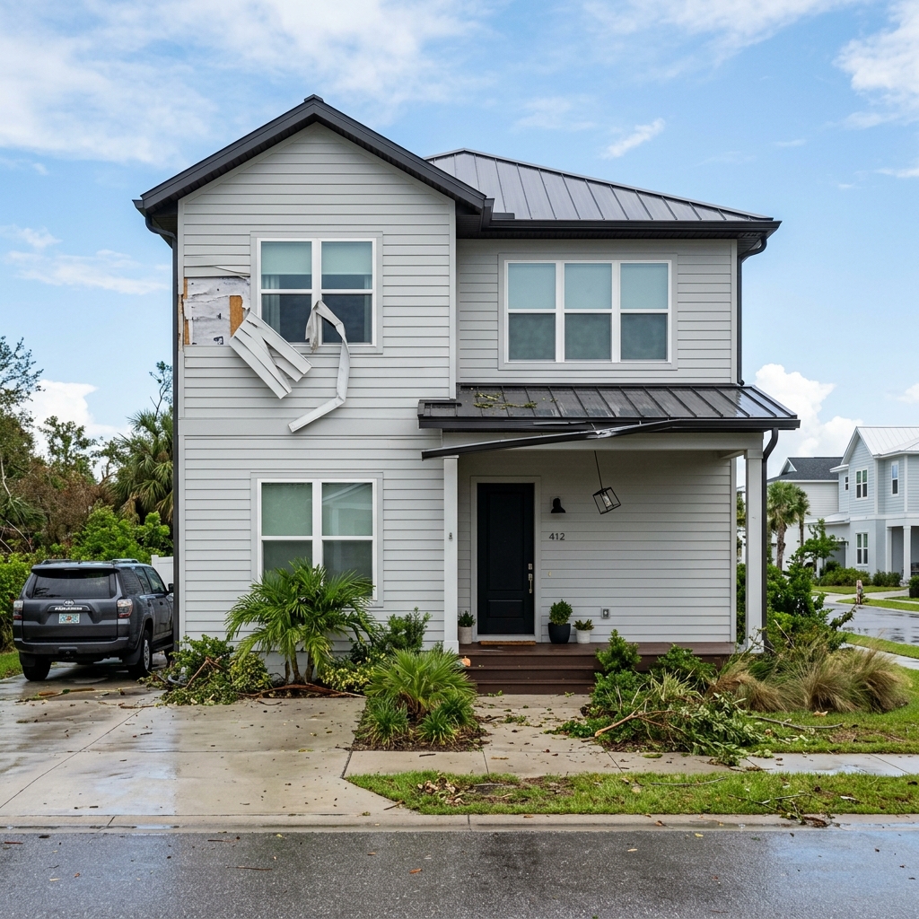Exterior Repair - Before: Damaged Siding